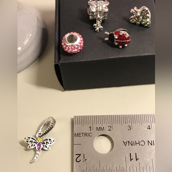 ‼️😍JUST RESTOCKED 🐞Rhinestone/Silver Charms-Dragonfly,Ladybug* Pandora STYLE* - Picture 8 of 13
